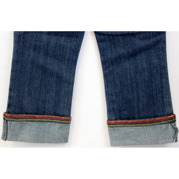 2004 Gymboree Grown with Love 6 Denim Jeans Carrot Embroider Peas Garden Radish - Picture 6 of 8